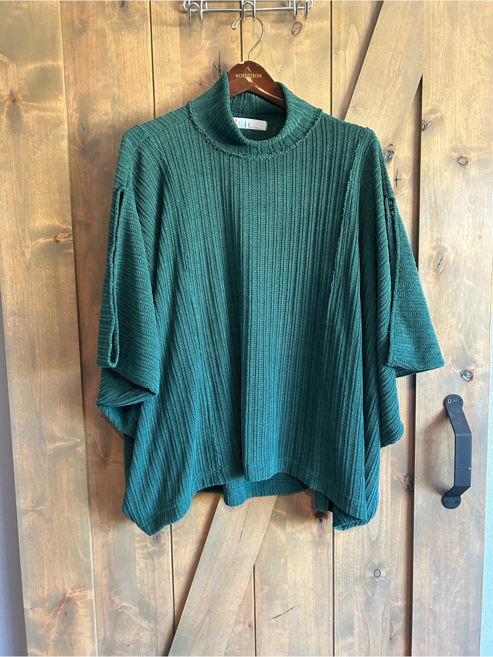 Free People Beach Ribbed Knit Poncho Sweater